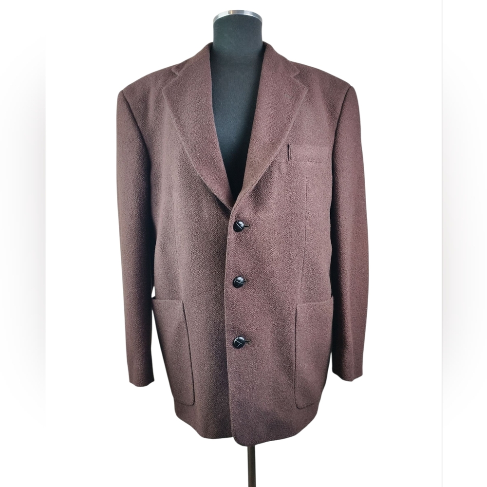 Vintage Boulevard Club Wool Blend Blazer Chocolate Brown Size 42R